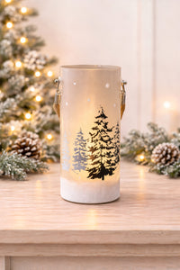 ITEM KOP 43484 - 4"X8" LED GLASS CYLINDER WITH TREES DESIGN