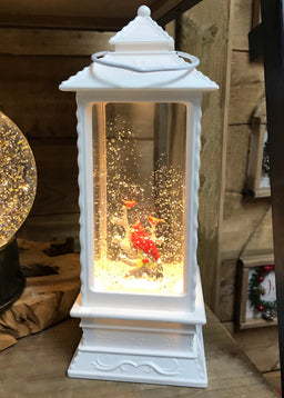 ITEM KOP 46775 - 12" X 4" LED CARDINAL LANTERN SNOWGLOBE WITH TIMER FEATURE