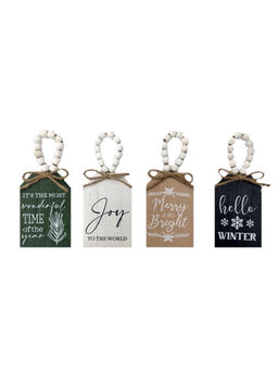 ITEM KOP 48984 - 2.5"X7" CHRISTMAS TAG ORNAMENT WITH BEADS