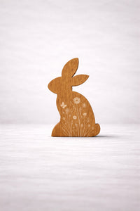 ITEM KOP 52735 - 4"X1"X6" WOODEN BUNNY WITH FLORAL DESIGN