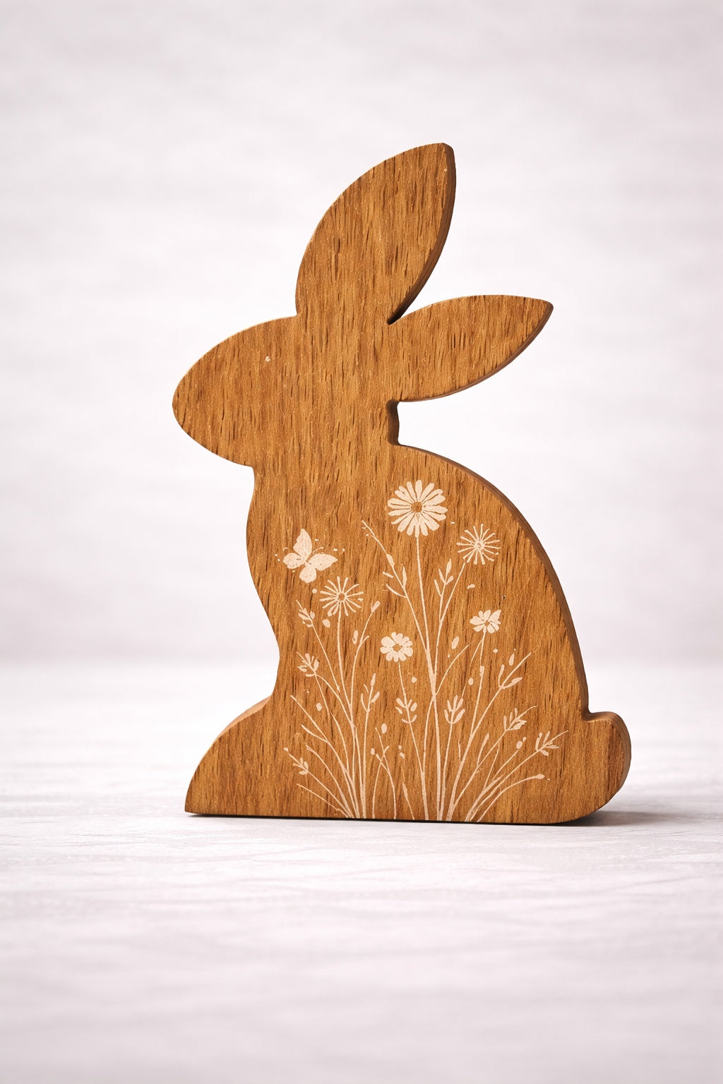 ITEM KOP 52736 - 5"X1"X8" WOODEN BUNNY WITH FLORAL DESIGN