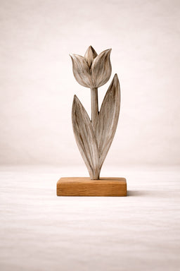 ITEM KOP 52756 - METAL TULIP ON WOODEN BASE