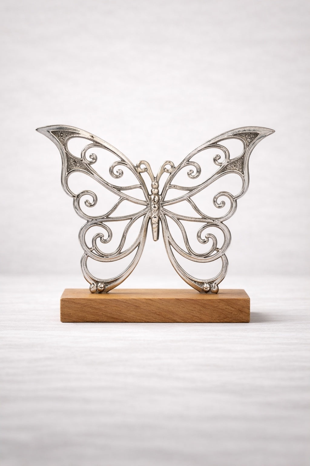 ITEM KOP 52767 - METAL BUTTERFLY ON WOODEN BASE