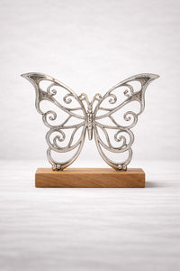 ITEM KOP 52767 - METAL BUTTERFLY ON WOODEN BASE