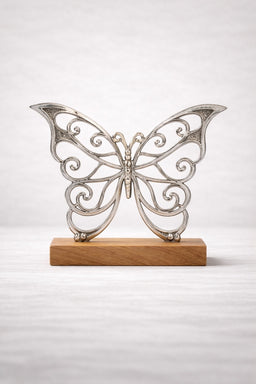 ITEM KOP 52767 - METAL BUTTERFLY ON WOODEN BASE