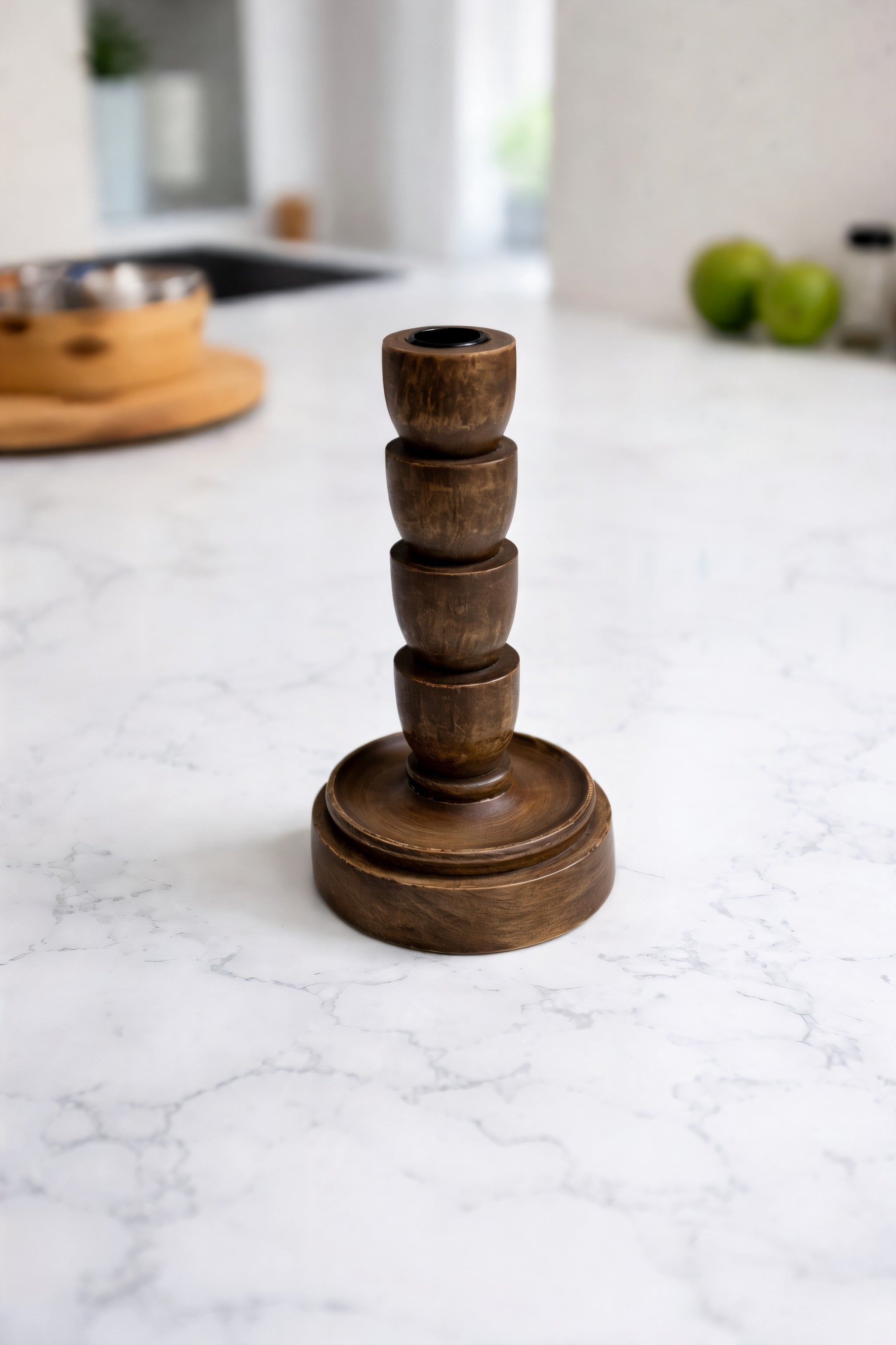 ITEM KOP 53618 - 4" X 8.5" SMALL WOOD CANDLE HOLDER