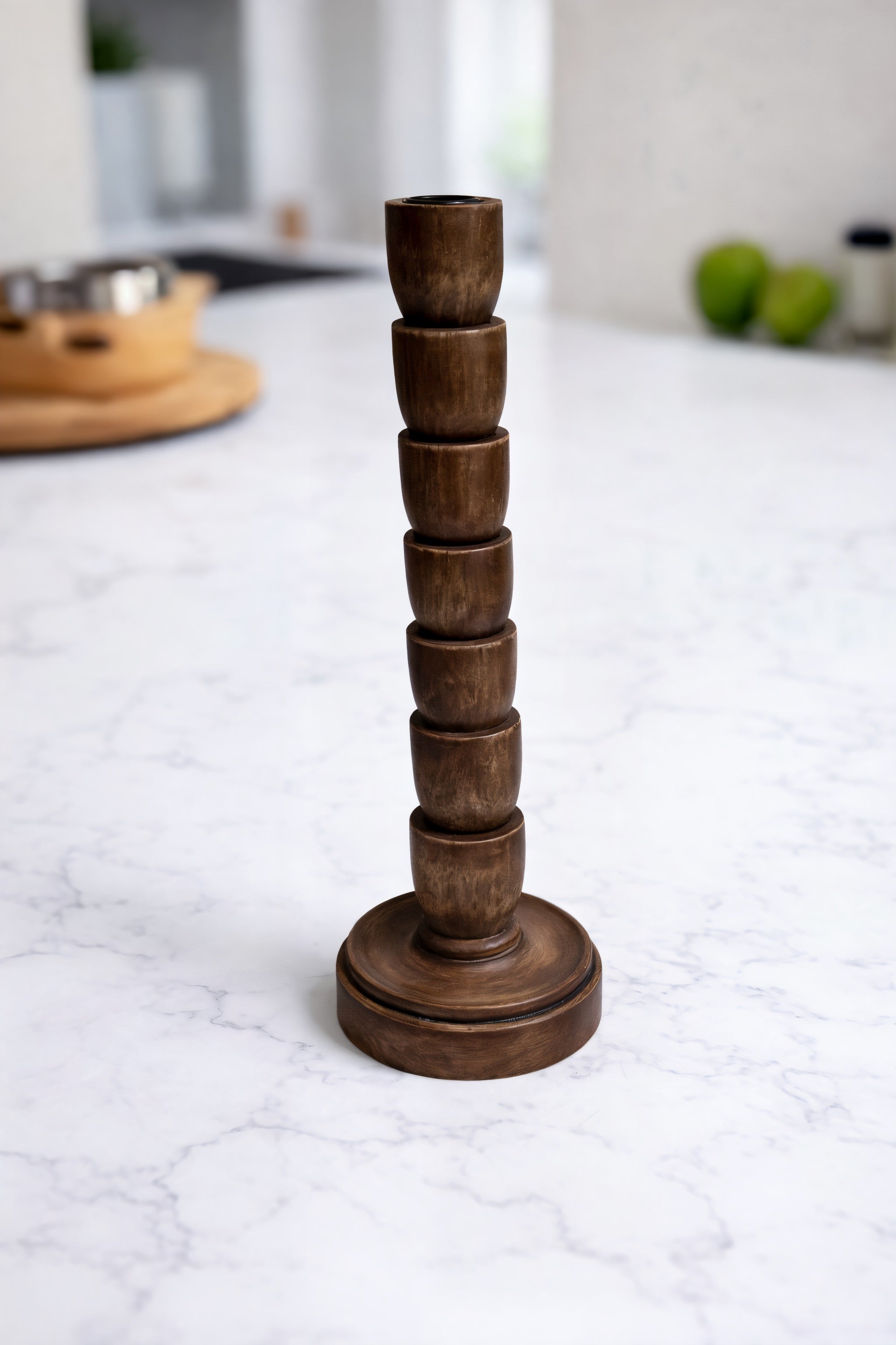 ITEM KOP 53620 - 4" X 15" LARGE WOOD CANDLE HOLDER