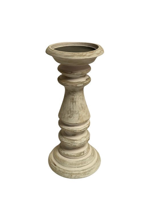 ITEM KOP 53631 - 4"X9" WHITE WASH WOOD CANDLE HOLDER