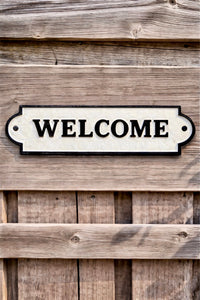ITEM KOP 55744 - 7"X2" WHITE CAST IRON "WELCOME" SIGN
