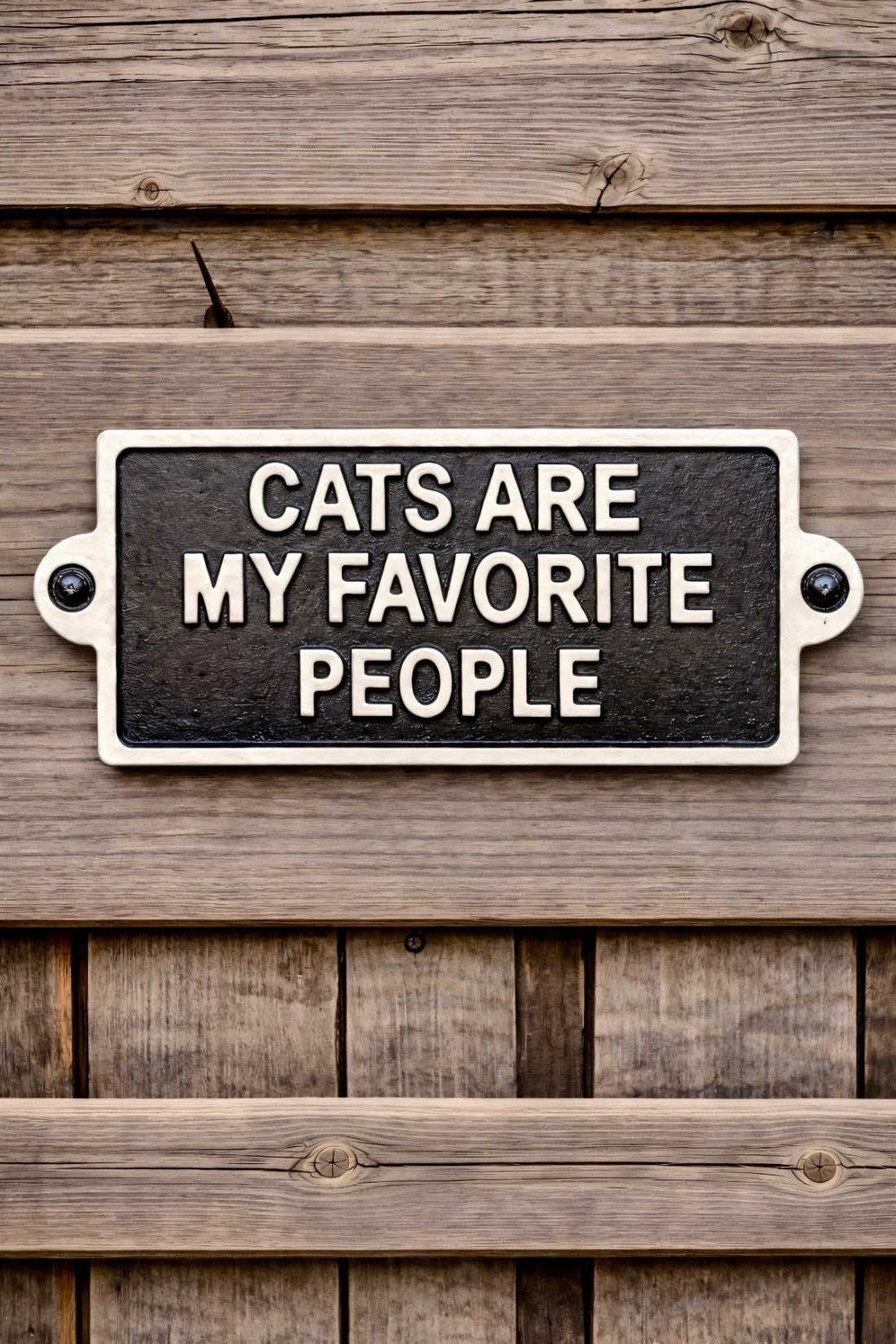 ITEM KOP 55764 - 6"X3" BLACK WROUGHT IRON "CATS ARE MY FAVORITE PEOPLE" SIGN