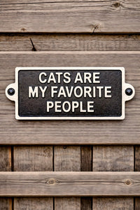 ITEM KOP 55764 - 6"X3" BLACK WROUGHT IRON "CATS ARE MY FAVORITE PEOPLE" SIGN