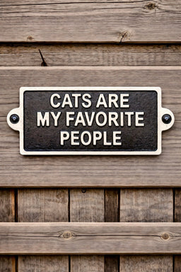 ITEM KOP 55764 - 6"X3" BLACK WROUGHT IRON "CATS ARE MY FAVORITE PEOPLE" SIGN