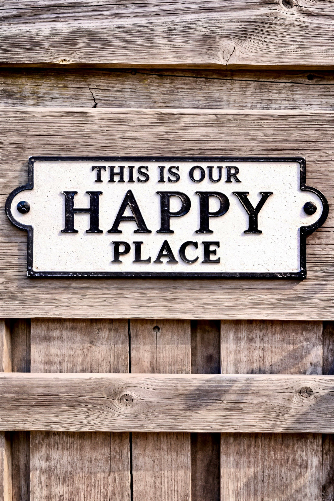 ITEM KOP 55770 - 6"X3" WHITE WROUGHT IRON "THIS IS OUR HAPPY PLACE" SIGN