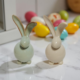 ITEM KOP 57409 - 4"X4"X8.5" CERAMIC BUNNY LOOKING STRAIGHT - 2 ASSORTED COLOURS