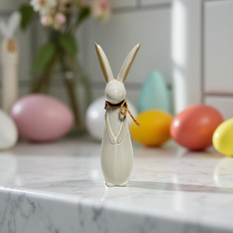 ITEM KOP 57416 - 2.5"X2.25"X9" PORCELAIN RABBIT WITH BOW