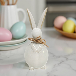 ITEM KOP 57417 - 3.75"X3.5"X8" PORCELAIN RABBIT WITH BOW