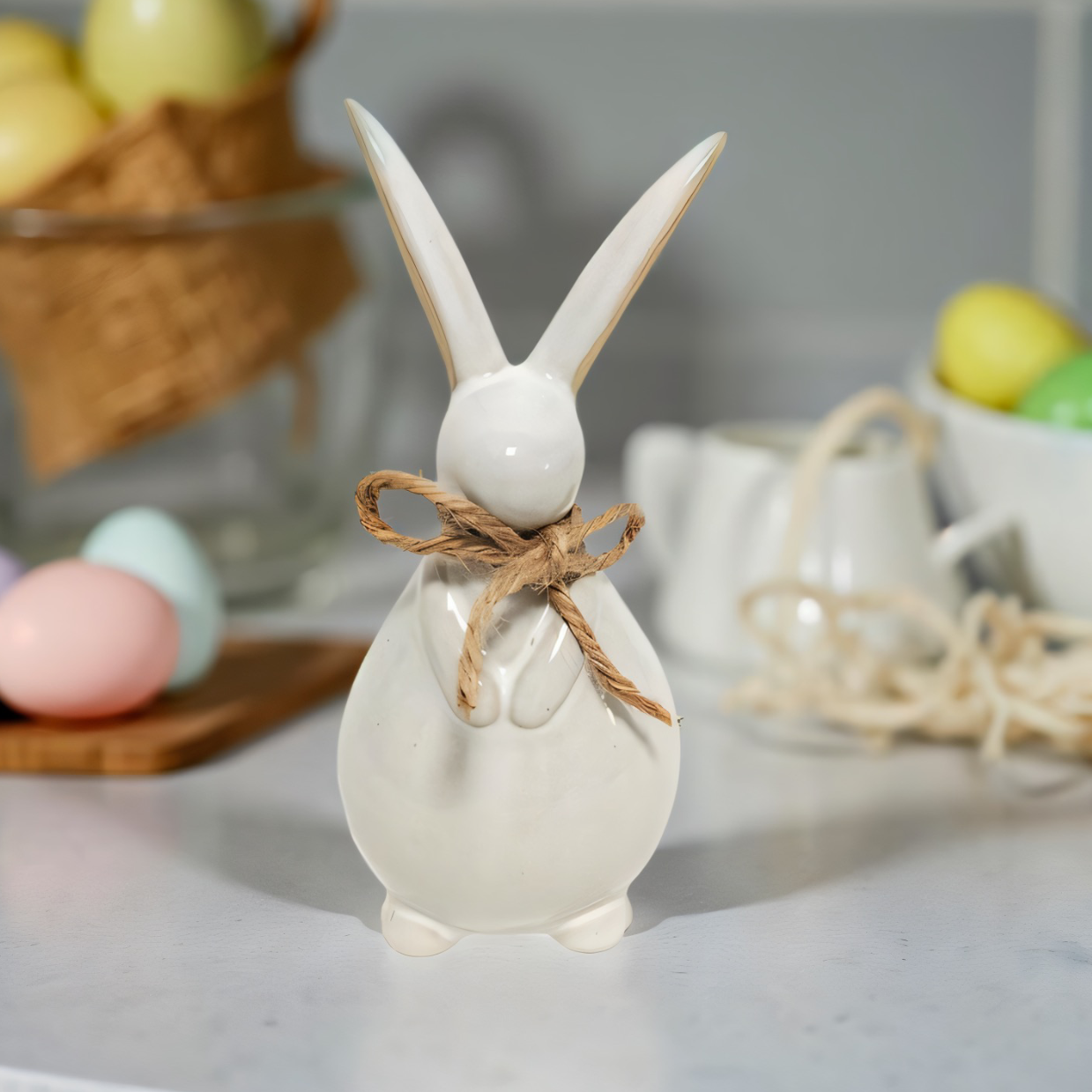 ITEM KOP 57418 - 3"X3"X6.5" PORCELAIN RABBIT WITH BOW