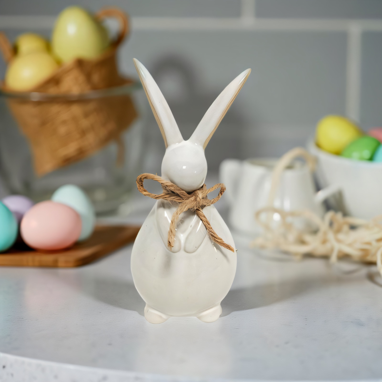 ITEM KOP 57419 - SMALL PORCELAIN RABBIT WITH BOW