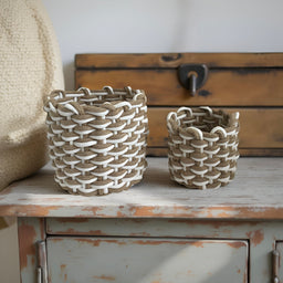 ITEM KOP 57508 - 11.75"X10" (L) WOVEN PLANTERS - SET OF 2 (PLASTIC LINED)