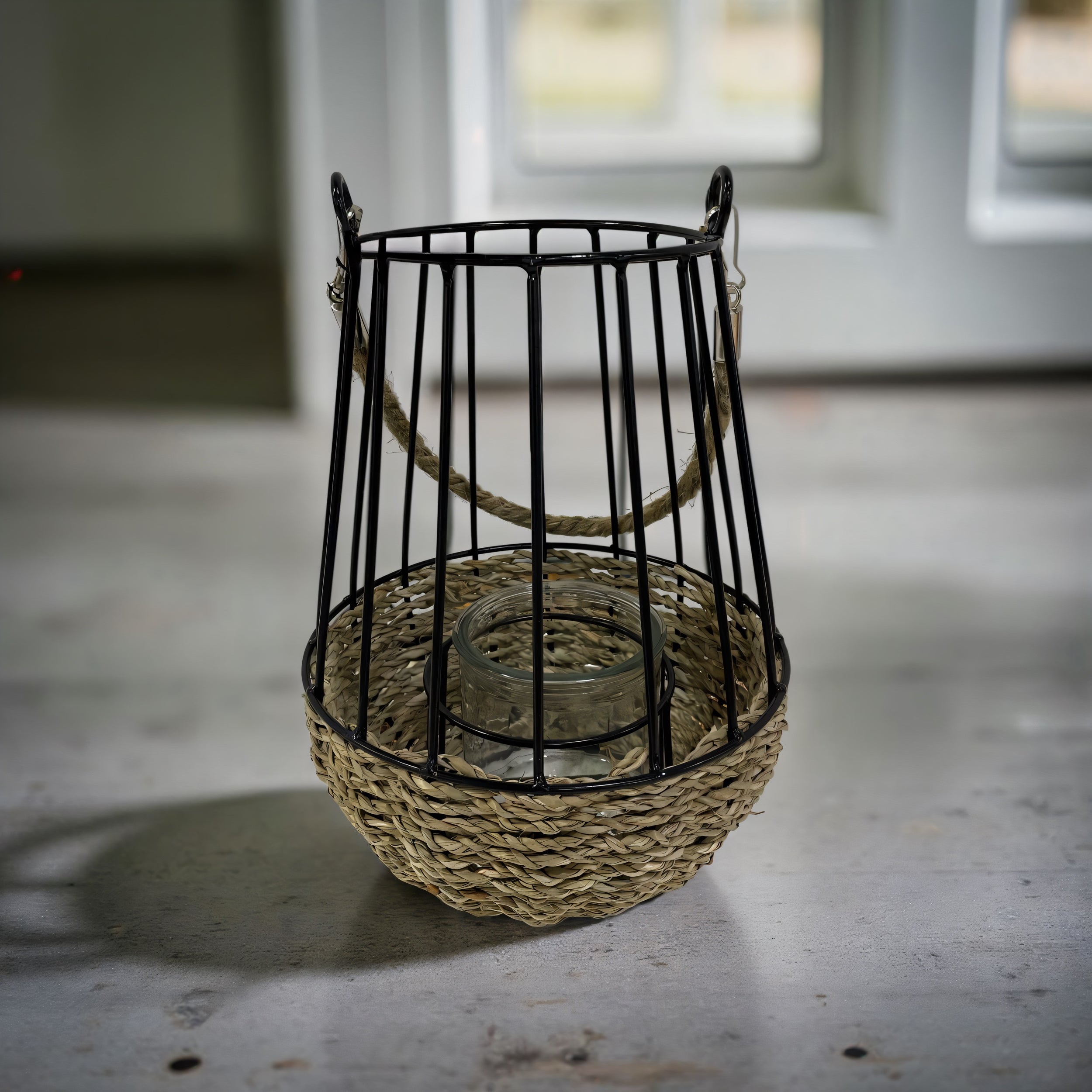 ITEM KOP 58100 - 7.5" X 10" RATTAN CANDLE HOLDER