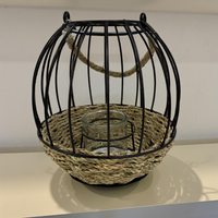ITEM KOP 58102 - 9.5" X 9.75" RATTAN CANDLE HOLDER