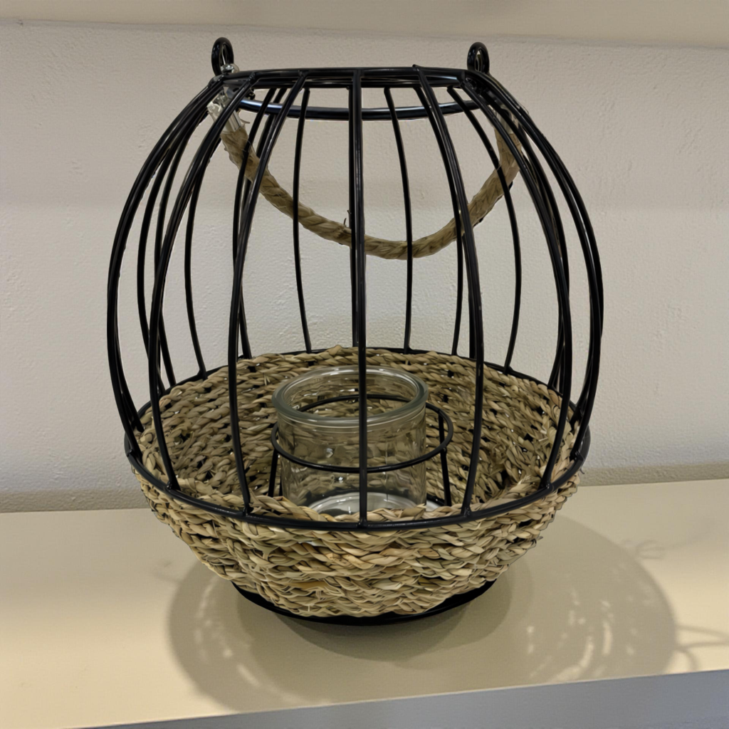ITEM KOP 58102 - 9.5" X 9.75" RATTAN CANDLE HOLDER