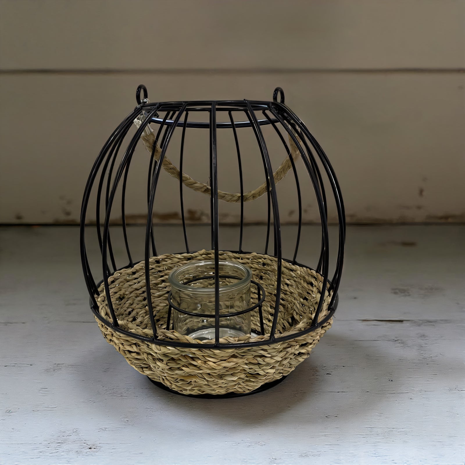 ITEM KOP 58103 - 9" ROUND RATTAN CANDLE HOLDER