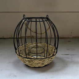 ITEM KOP 58103 - 9" ROUND RATTAN CANDLE HOLDER