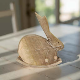 ITEM KOP 58209 - 5"X1.5X5.5" MANGO WOOD ROCKING RABBIT WITH BOW