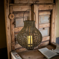 ITEM KOP 70501 - 12.5" X 13.75" LED BAMBOO LANTERN