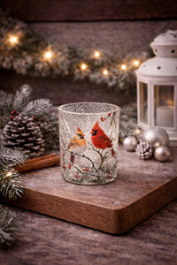 ITEM KOP 80623 - 4.5"X5" GLASS CARDINAL CANDLE HOLDER