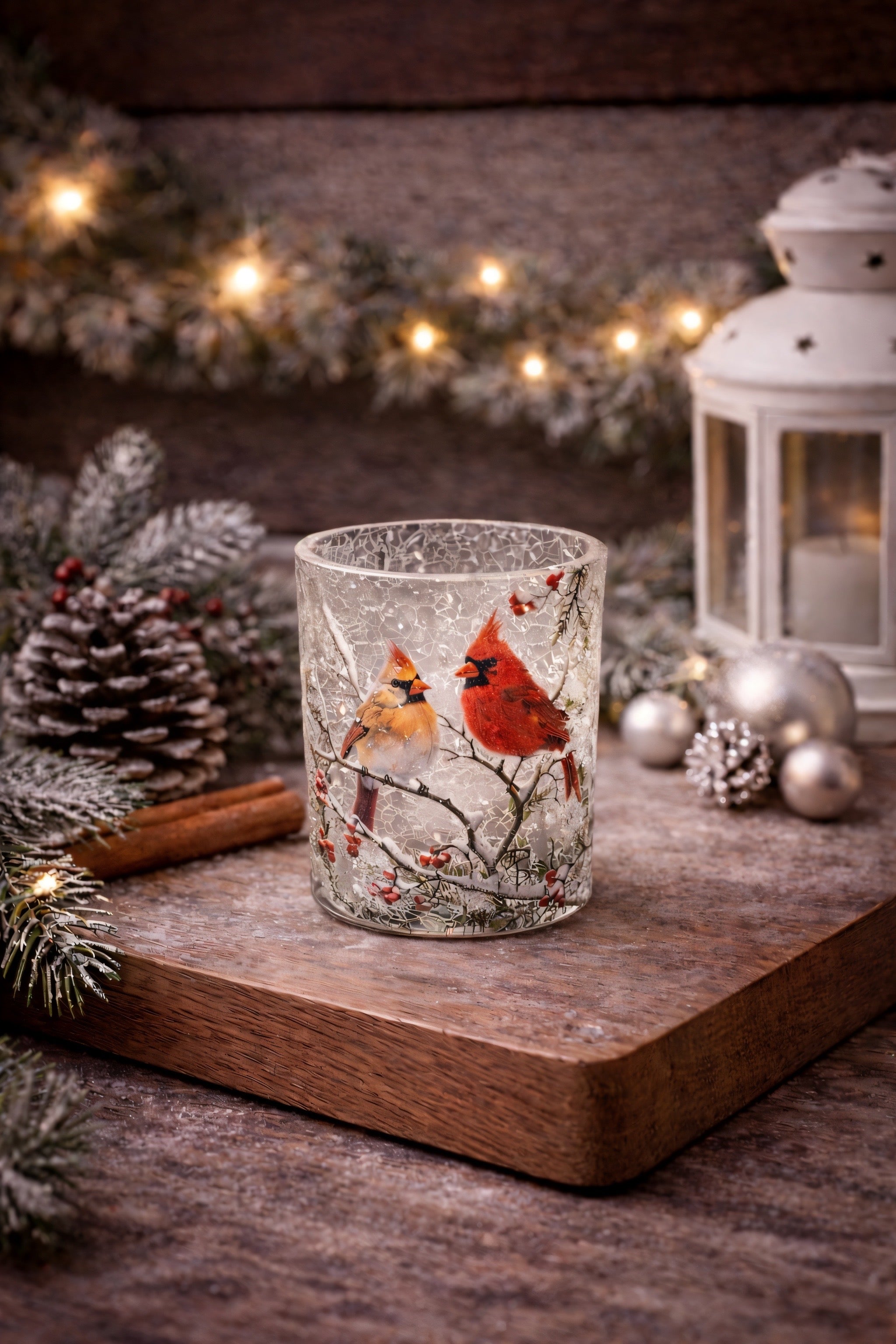 ITEM KOP 80623 - 4.5"X5" GLASS CARDINAL CANDLE HOLDER