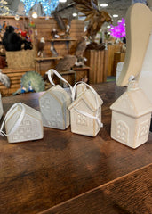 ITEM KOP 80700 - 1.5"X1.5"X3.25" PORCELAIN HOUSE ORNAMENTS - 4 ASSORTED