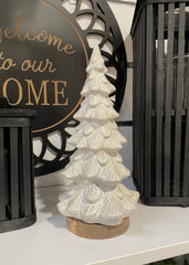ITEM KOP 80702 - 5" X 13.5" SMALL PORCELAIN TREE WITH WOOD BOTTOM