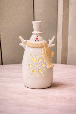 ITEM KOP 80724 - 3.5"X2"X6" LED CERAMIC SNOWMAN FIGURINE