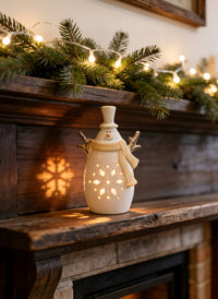 ITEM KOP 80724 - 3.5"X2"X6" LED CERAMIC SNOWMAN FIGURINE