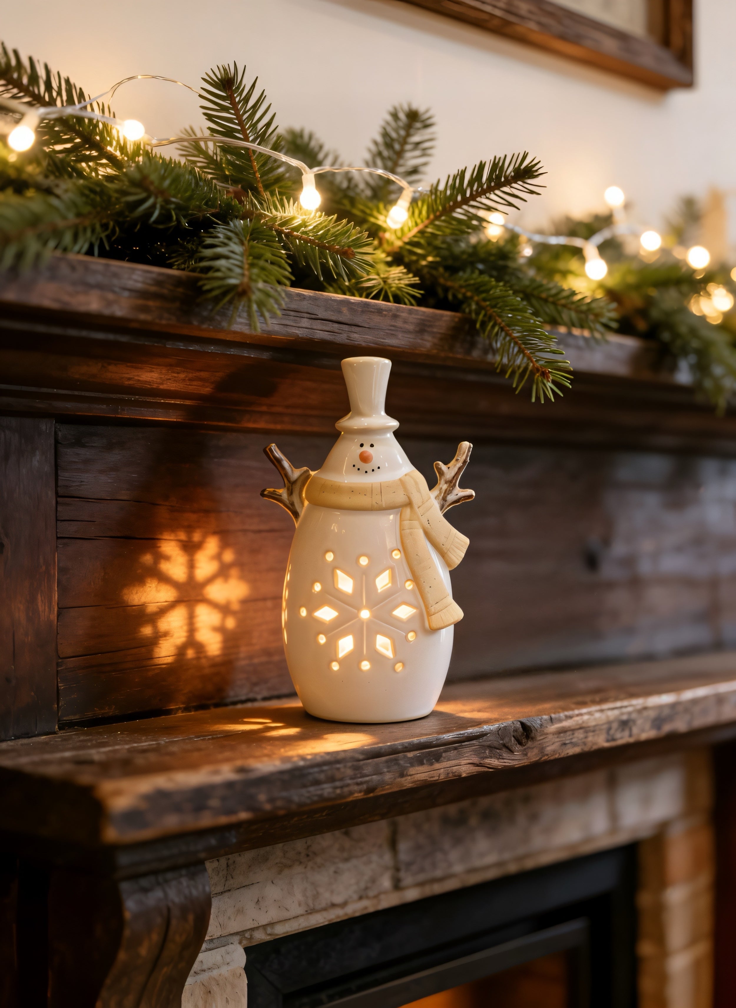 ITEM KOP 80724 - 3.5"X2"X6" LED CERAMIC SNOWMAN FIGURINE