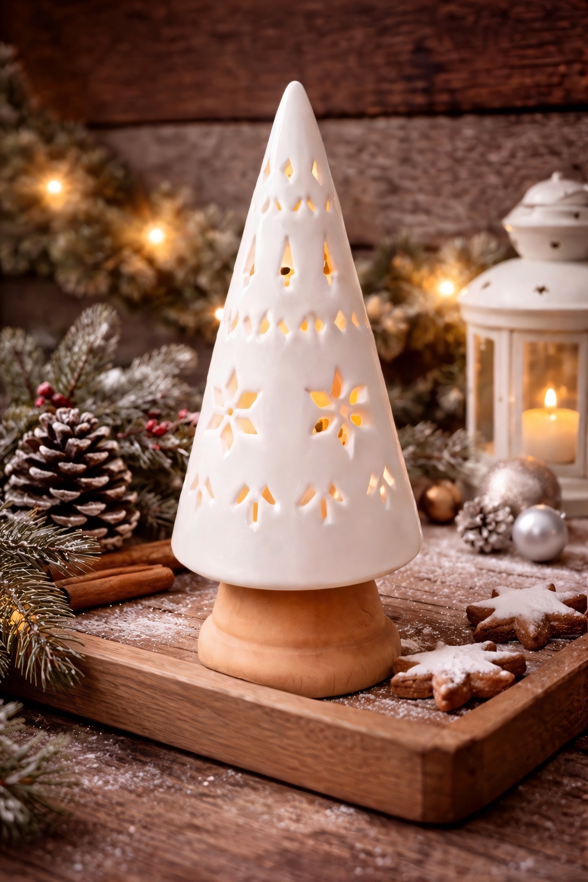 ITEM KOP 81708 - 4"X9" WOOD AND CERAMIC LED TREE