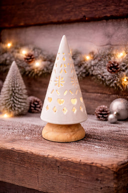 ITEM KOP 81709 - 3"X7.5" WOOD AND CERAMIC LED TREE