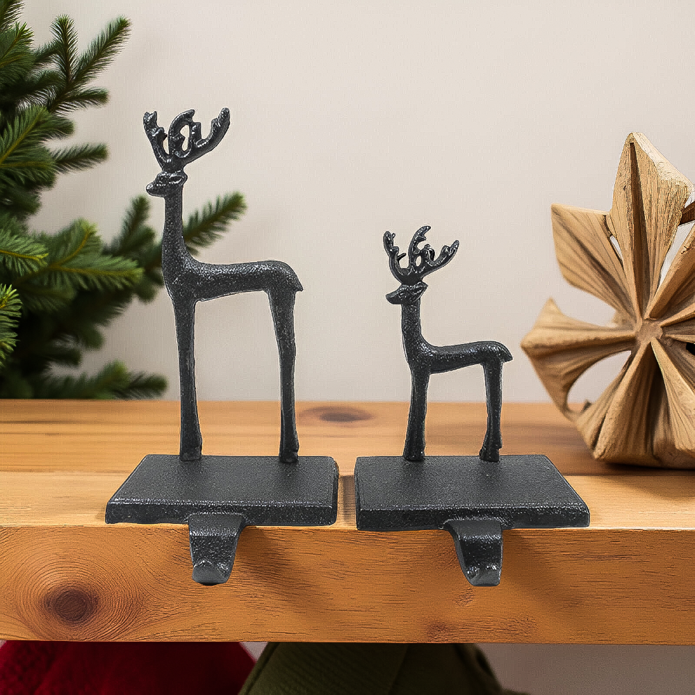 ITEM KOP 82904 -  METAL DEER STOCKING HOLDER - SET OF 2