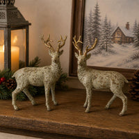ITEM KOP 83311 - 5"X3"X6" RESIN STANDING REINDEER WITH GOLD ANTLERS - 2 ASSORTED