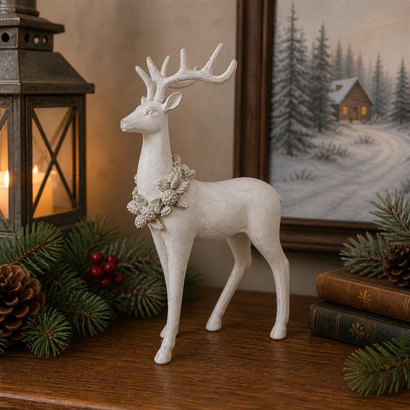 ITEM KOP 83318 - 12.5"X6"X20" RESIN STANDING WHITE DEER