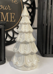 ITEM KOP 83413 - 4.75"X9.5" CREAM CERAMIC TREE WITH GOLD INLAY