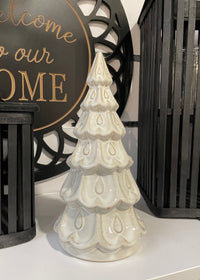 ITEM KOP 83414 - 4"X7.5" CREAM CERAMIC TREE WITH GOLD INLAY