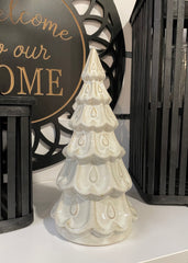ITEM KOP 83414 - 4"X7.5" CREAM CERAMIC TREE WITH GOLD INLAY