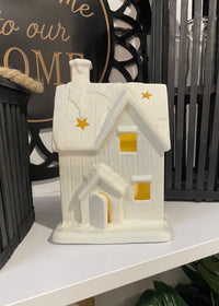 ITEM KOP 83421 - 5.25"X4"X8" LED WHITE CERAMIC HOUSE