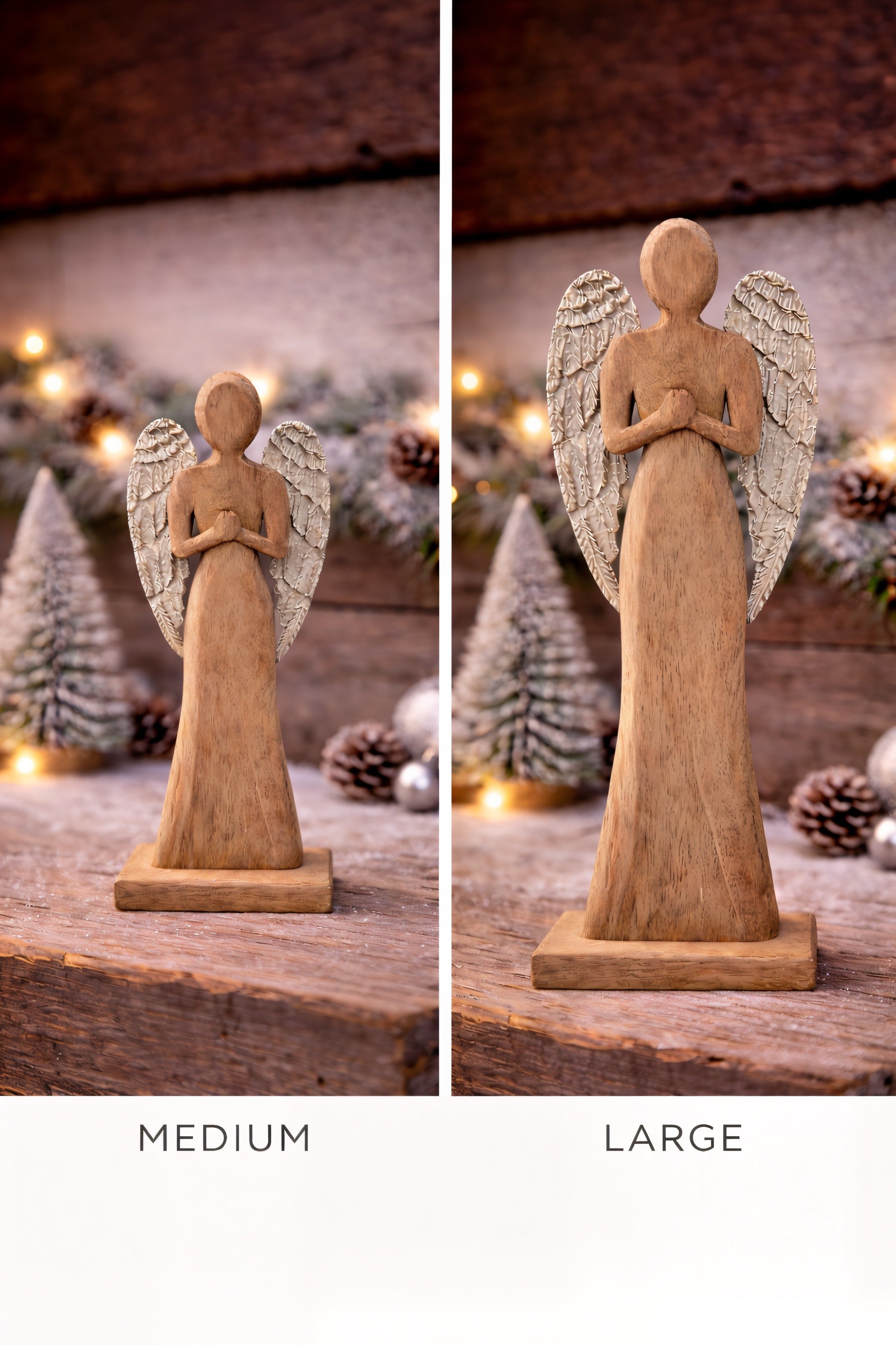 ITEM KOP 83800 - 4"X2"X12" WOODEN ANGEL WITH GOLD WINGS