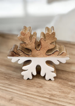 ITEM KOP 83815 - 7.75" LARGE WOOD ENAMEL SNOWFLAKE