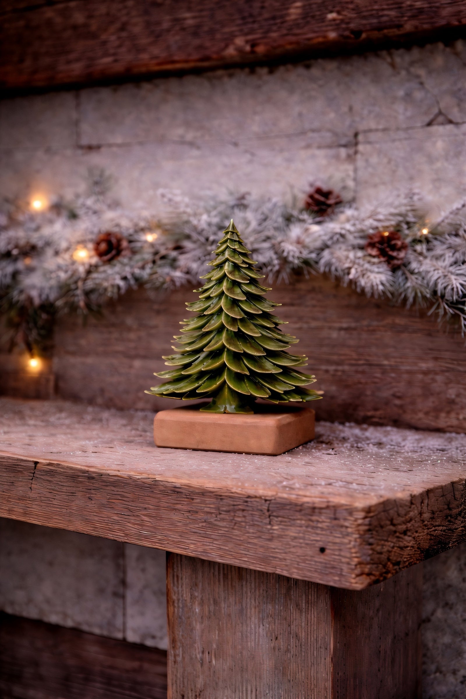 ITEM KOP 83825 - 5.5"X2"X8.5" WOOD GLAZED GREEN TREE SMALL