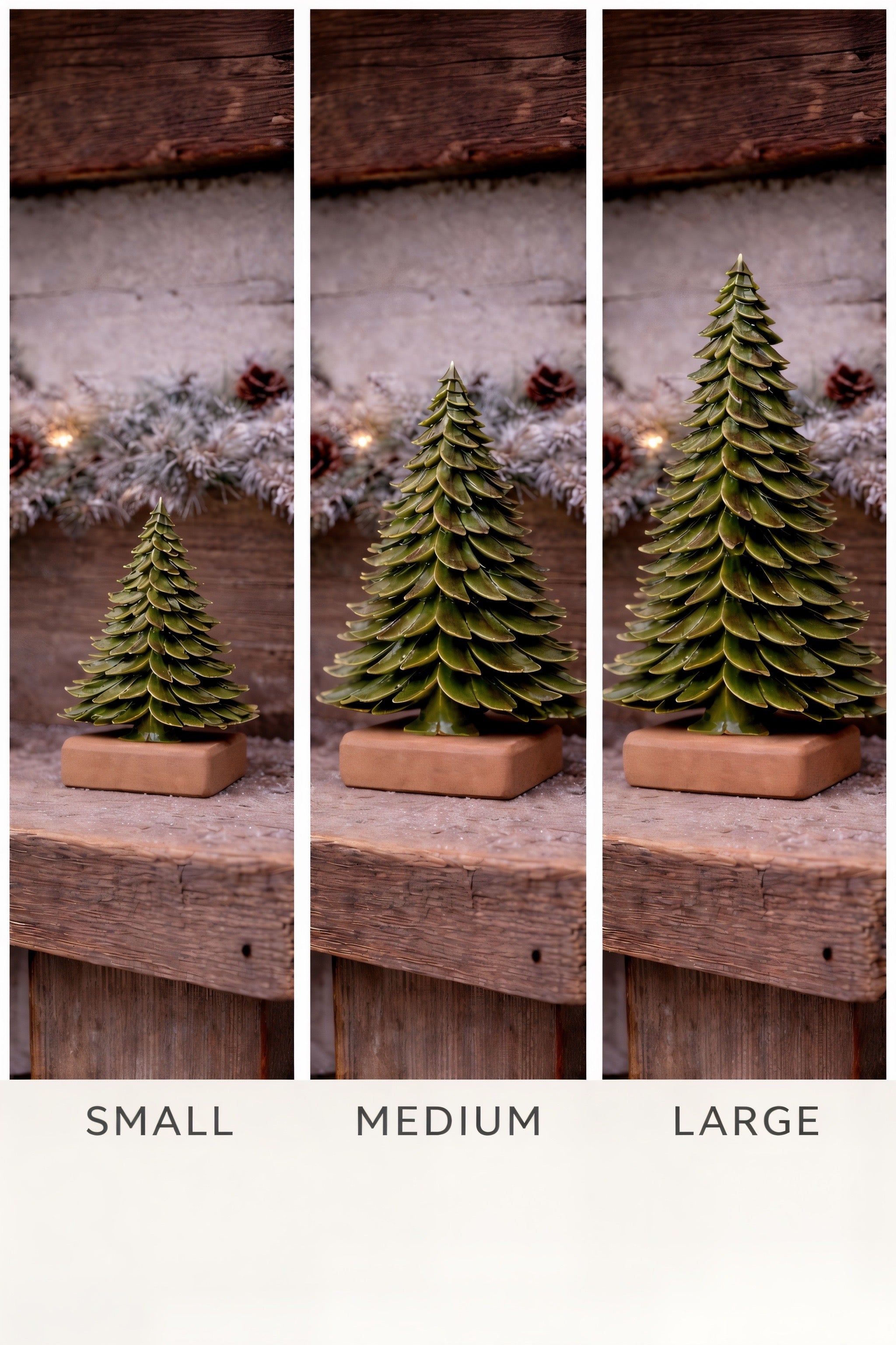ITEM KOP 83826 - 8"X2.5"X12.5" WOOD GLAZED GREEN TREE MEDIUM